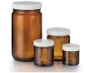 Wide-Mouth Short-Profile Amber Glass Jars with Closure