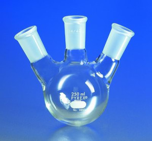 Corning® Pyrex® Distilling Flasks with Three Angled Necks