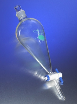 PyrexPlus® Coated Squibb Separatory Funnels with PTFE Stopcock