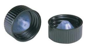 DWK Life Sciences (Kimble) Black Phenolic Screw Thread Caps with Cone-Shaped LDPE Liners