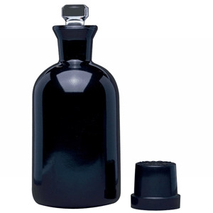 DWK Life Sciences (Wheaton) Black BOD Bottle with Glass Robotic Stopper