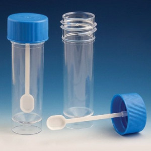 Globe Scientific Fecal Collection Containers with Attached Spoon
