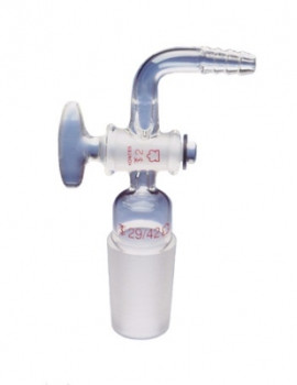 Right Angle Flow Control Inlet Adapter with Glass Stopcock and Inner Standard Taper Joint