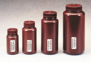 Nalgene™ Certified Wide-Mouth Amber HDPE Bottle with Closure