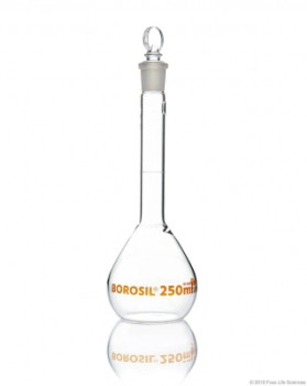 Borosil® Wide Mouth Volumetric Flasks with Interchangeble Glass Stopper, Class A